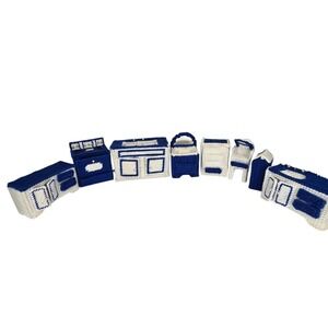 Vintage 1980s Plastic Canvas Dollhouse Kitchen Furniture Set Icebox Stove 1:12